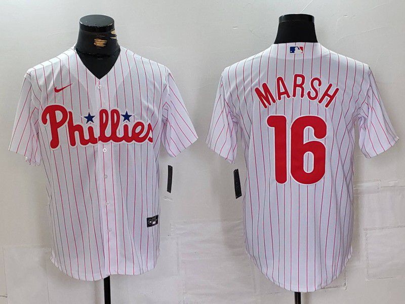 Men Philadelphia Phillies #16 Marsh White stripe Nike Game 2024 MLB Jersey style 1->philadelphia phillies->MLB Jersey